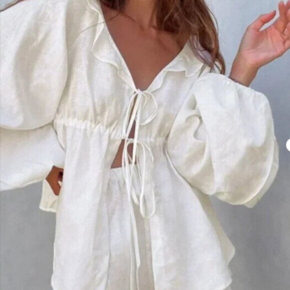 Commense Cotton & Linen Cowgirl Melody Boho Blouse  Size M New NWT - Picture 3 of 10